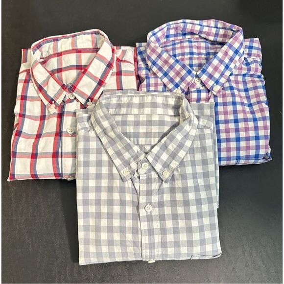 3 J Crew Men’s Button Down Shorts Long Sleeve Cotton Checkered Size XL 44-46 - Picture 1 of 10